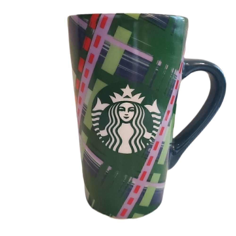 Starbucks Coffee Green Plaid Tall Mug